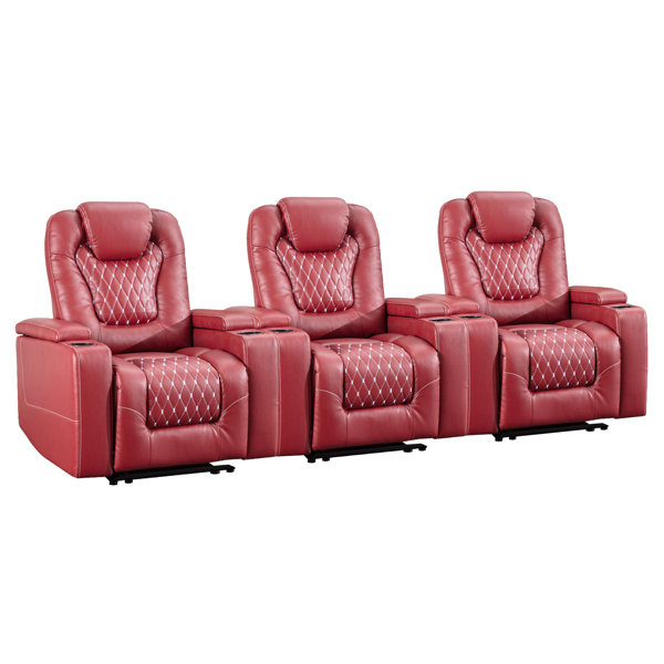 Red Barrel Studio® 35'' Leather Home Theater Man Cave Recliners with